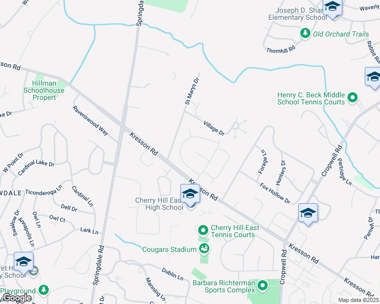 map of restaurants, bars, coffee shops, grocery stores, and more near 10 Oakley Court in Cherry Hill