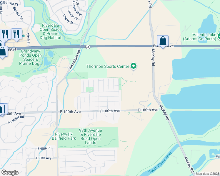 map of restaurants, bars, coffee shops, grocery stores, and more near 10110 Grape Court in Thornton
