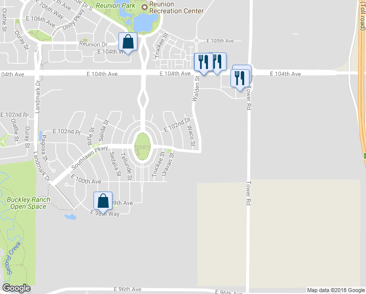 map of restaurants, bars, coffee shops, grocery stores, and more near 9225 Ventura Street in Commerce City