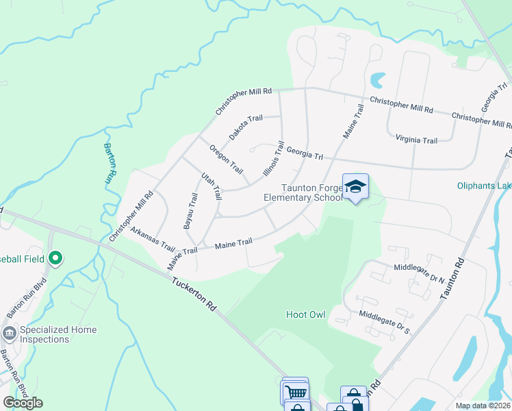 map of restaurants, bars, coffee shops, grocery stores, and more near 36 Ohio Trail in Medford