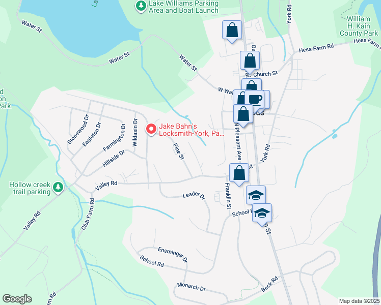 map of restaurants, bars, coffee shops, grocery stores, and more near 14 Maple Street in Jacobus