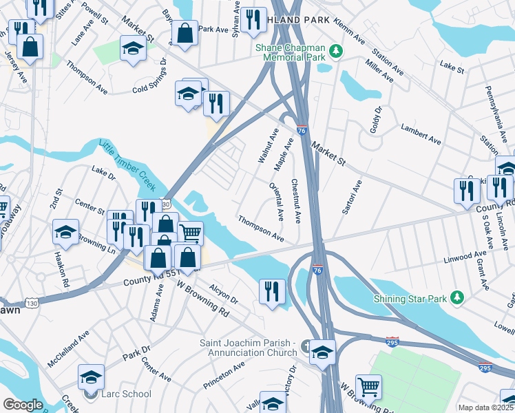 map of restaurants, bars, coffee shops, grocery stores, and more near 429 Holly Avenue in Gloucester City