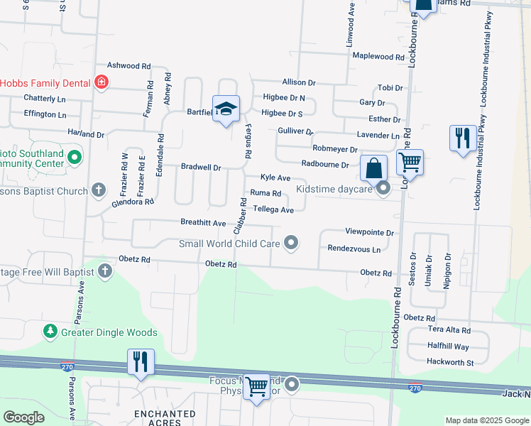 map of restaurants, bars, coffee shops, grocery stores, and more near 927 Tellega Avenue in Columbus