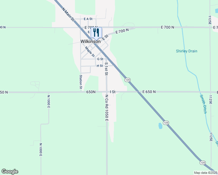 map of restaurants, bars, coffee shops, grocery stores, and more near 679 South 1st Street in Wilkinson