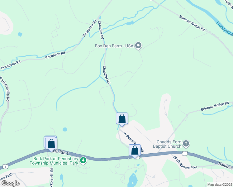 map of restaurants, bars, coffee shops, grocery stores, and more near 34 Blue Stone Court in Chadds Ford