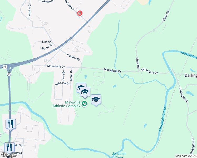 map of restaurants, bars, coffee shops, grocery stores, and more near 3000 Moxadarla Drive in Zanesville