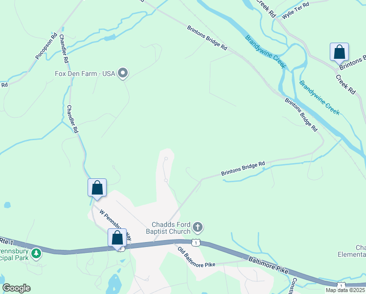 map of restaurants, bars, coffee shops, grocery stores, and more near 1434 Brintons Bridge Road in Chadds Ford