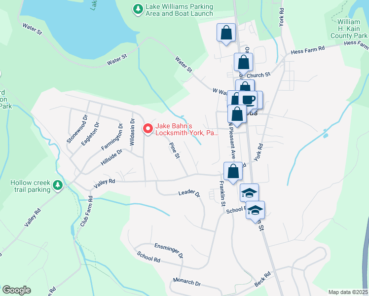 map of restaurants, bars, coffee shops, grocery stores, and more near 16 Maple Street in Jacobus
