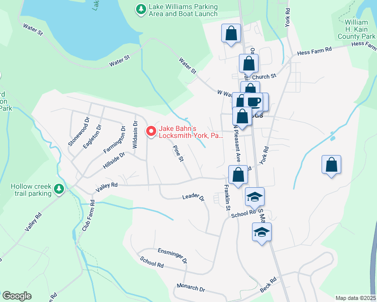 map of restaurants, bars, coffee shops, grocery stores, and more near 16 Maple Street in Jacobus
