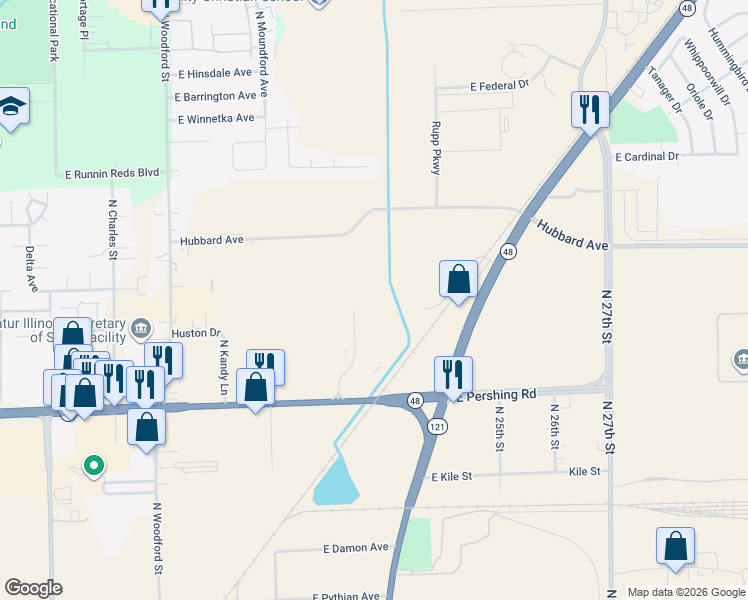 map of restaurants, bars, coffee shops, grocery stores, and more near 3170 Grand Prix Drive in Decatur