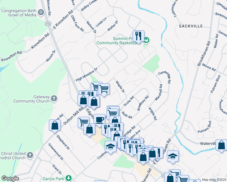 map of restaurants, bars, coffee shops, grocery stores, and more near 710 Ricks Circle in Brookhaven