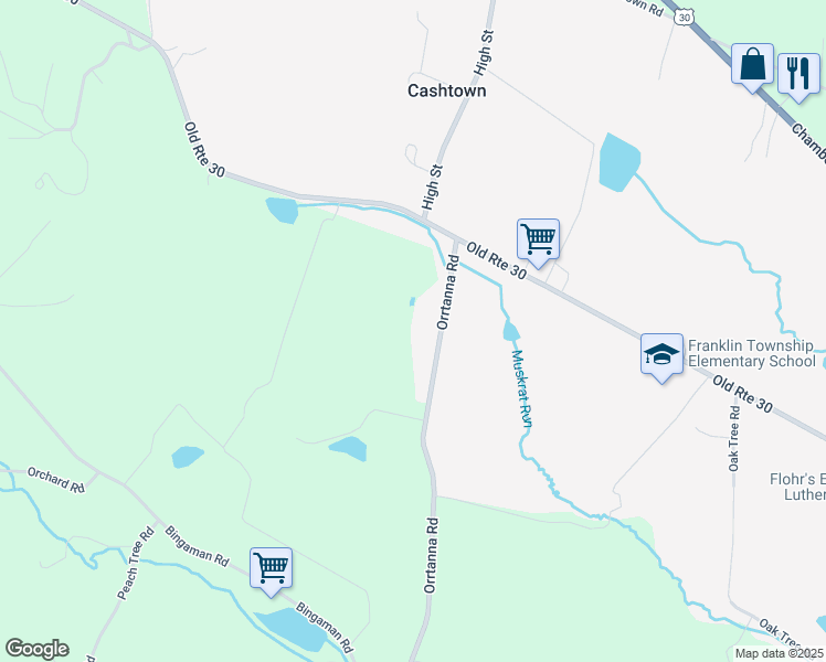 map of restaurants, bars, coffee shops, grocery stores, and more near 105 Orrtanna Road in Orrtanna