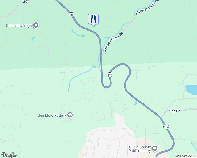 map of restaurants, bars, coffee shops, grocery stores, and more near 16825 Colorado 119 in Black Hawk