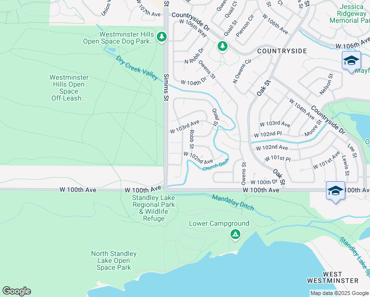 map of restaurants, bars, coffee shops, grocery stores, and more near 10151 Routt Street in Westminster