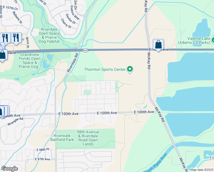 map of restaurants, bars, coffee shops, grocery stores, and more near 10110 Grape Court in Thornton