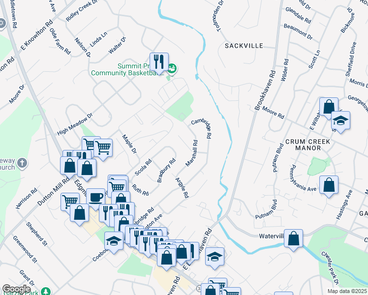 map of restaurants, bars, coffee shops, grocery stores, and more near 4806 Cooper Road in Brookhaven