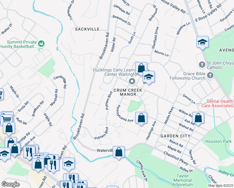 map of restaurants, bars, coffee shops, grocery stores, and more near 758A Putnam Boulevard in Nether Providence Township