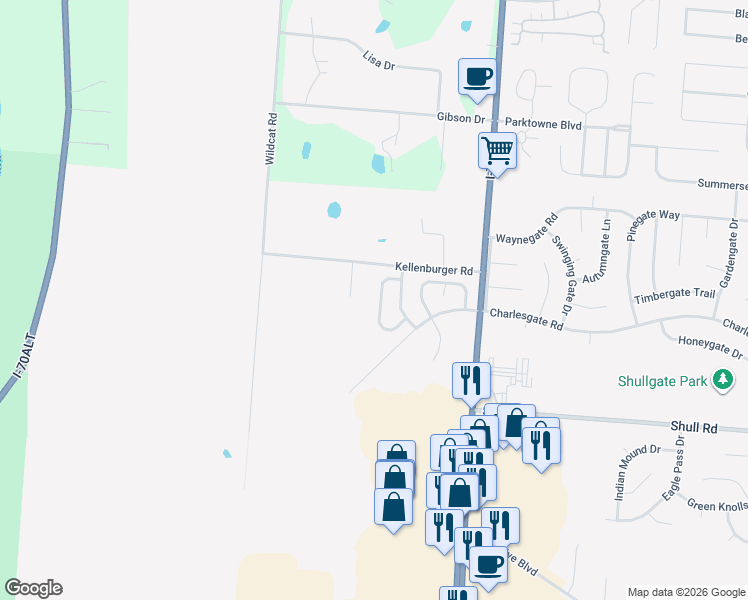 map of restaurants, bars, coffee shops, grocery stores, and more near 8659 Baton Rouge Drive in Dayton