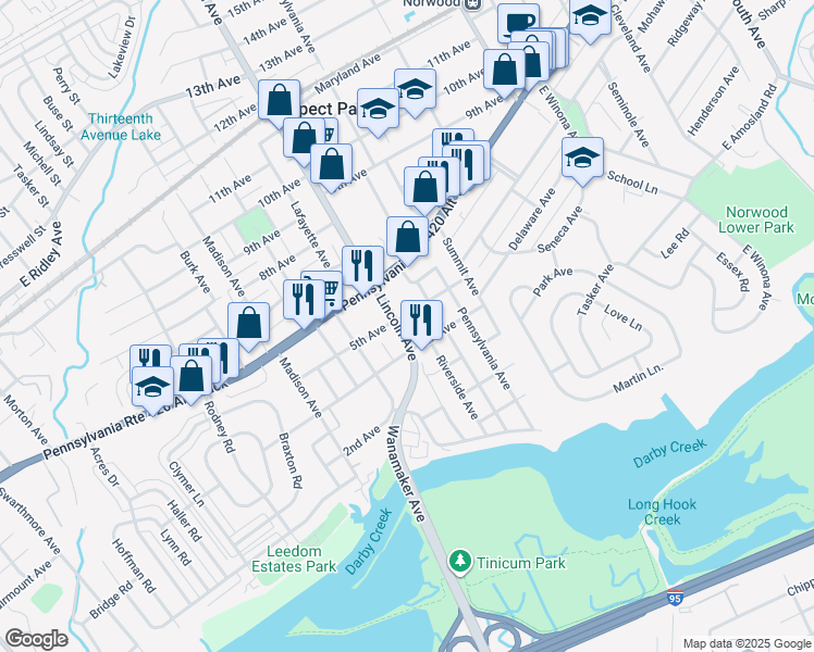 map of restaurants, bars, coffee shops, grocery stores, and more near 506 Nassau Boulevard in Prospect Park