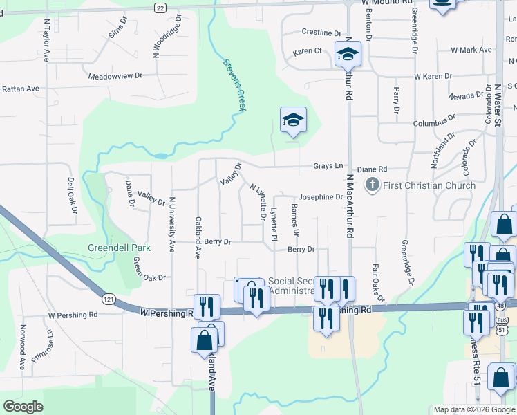 map of restaurants, bars, coffee shops, grocery stores, and more near 48-60 North Lynette Drive in Decatur