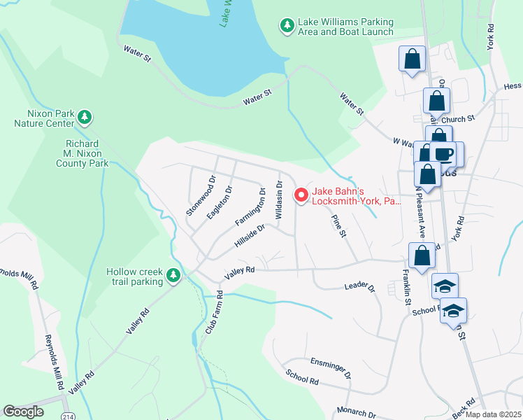 map of restaurants, bars, coffee shops, grocery stores, and more near 30 Farmington Drive in Jacobus