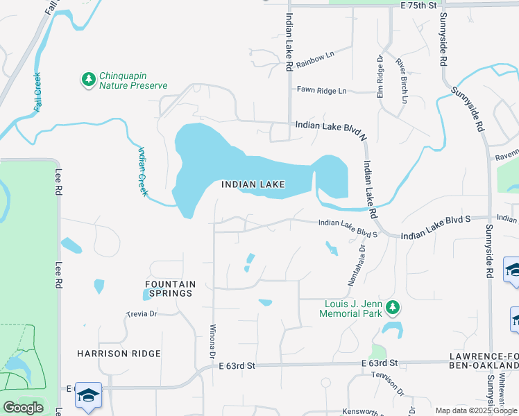 map of restaurants, bars, coffee shops, grocery stores, and more near 10218 Indian Lake Boulevard South in Indianapolis