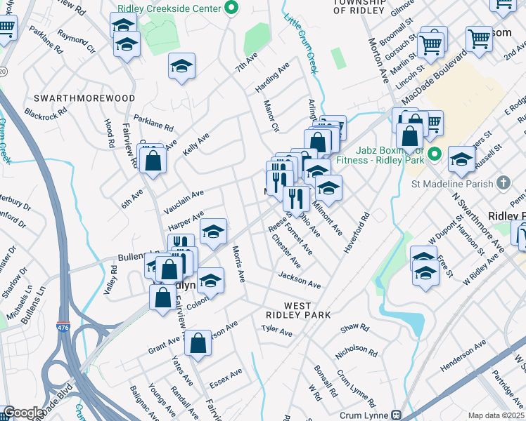 map of restaurants, bars, coffee shops, grocery stores, and more near 719 Mount Vernon Avenue in Folsom
