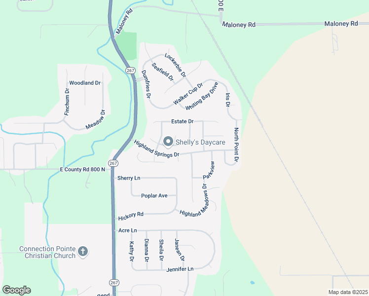 map of restaurants, bars, coffee shops, grocery stores, and more near 7820 Highland Park Drive in Brownsburg