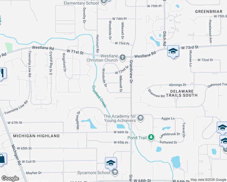 map of restaurants, bars, coffee shops, grocery stores, and more near 1751 Alimingo Drive in Indianapolis
