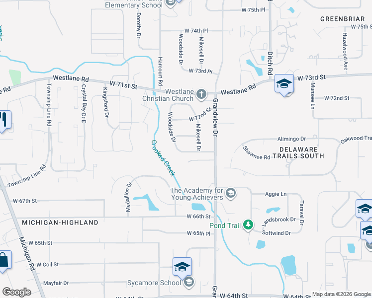 map of restaurants, bars, coffee shops, grocery stores, and more near 1751 Alimingo Drive in Indianapolis
