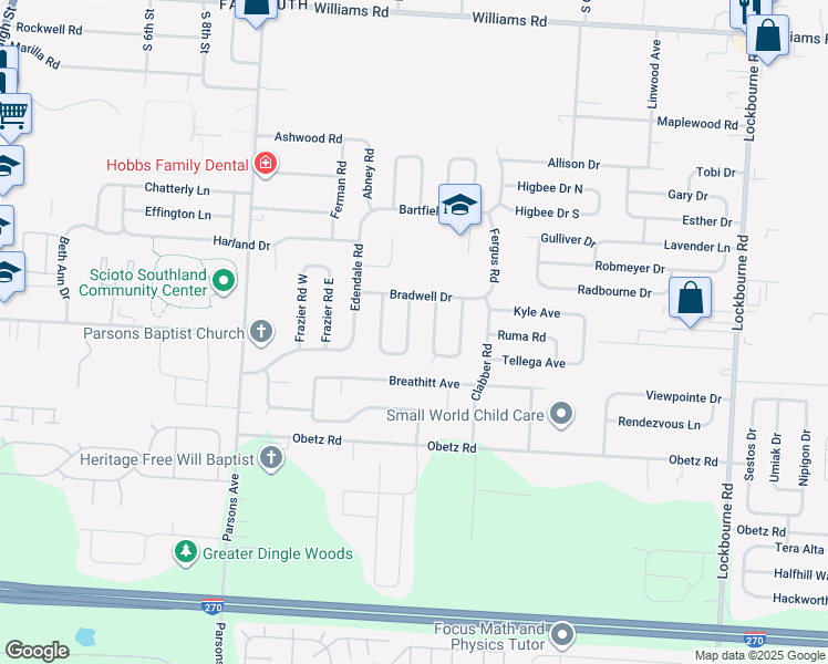 map of restaurants, bars, coffee shops, grocery stores, and more near 3944 Ivorton Road East in Columbus
