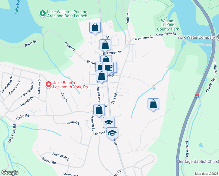 map of restaurants, bars, coffee shops, grocery stores, and more near 21 North Main Street in Jacobus