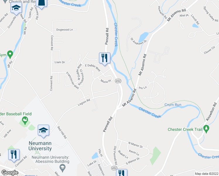 map of restaurants, bars, coffee shops, grocery stores, and more near 229 County Claire Lane in Aston
