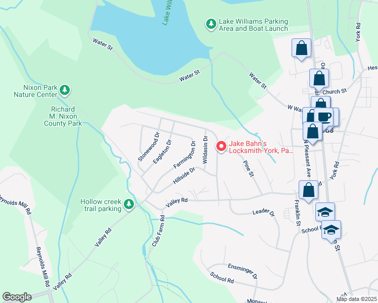 map of restaurants, bars, coffee shops, grocery stores, and more near 33 Farmington Drive in Jacobus
