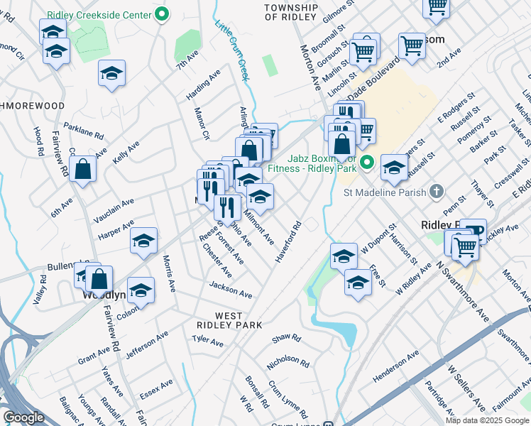 map of restaurants, bars, coffee shops, grocery stores, and more near 200 Baltimore Avenue in Folsom