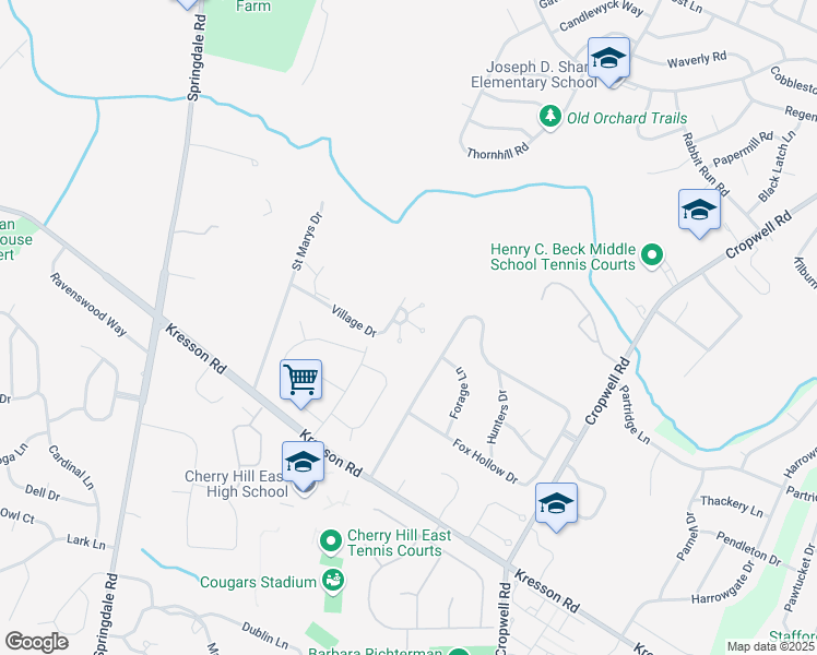 map of restaurants, bars, coffee shops, grocery stores, and more near 350 Mount Carmel Court in Cherry Hill
