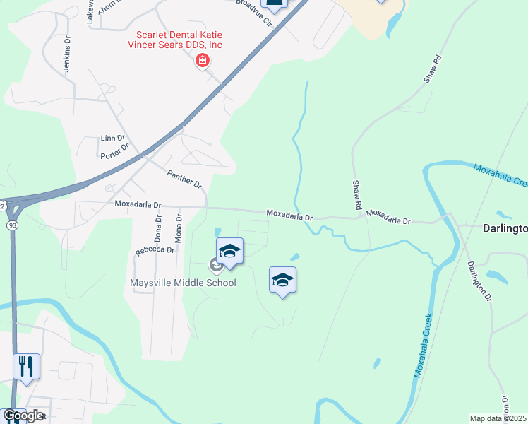 map of restaurants, bars, coffee shops, grocery stores, and more near 3197 Moxadarla Dr in Zanesville