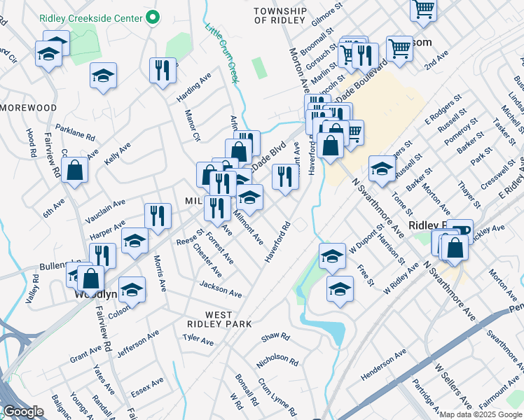map of restaurants, bars, coffee shops, grocery stores, and more near 200 Baltimore Avenue in Folsom