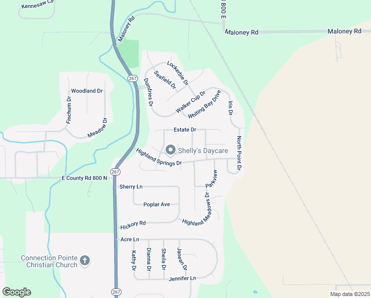 map of restaurants, bars, coffee shops, grocery stores, and more near 7820 Highland Park Drive in Brownsburg