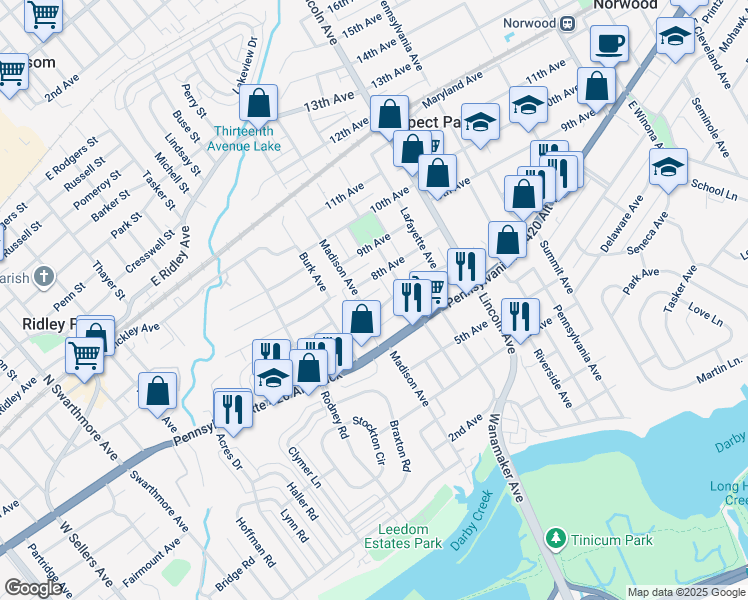 map of restaurants, bars, coffee shops, grocery stores, and more near 929 7th Avenue in Prospect Park