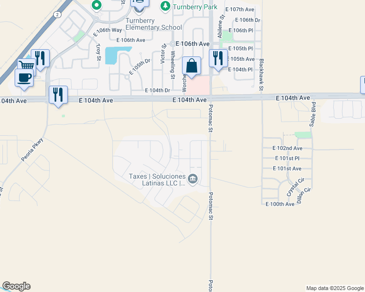 map of restaurants, bars, coffee shops, grocery stores, and more near in Commerce City