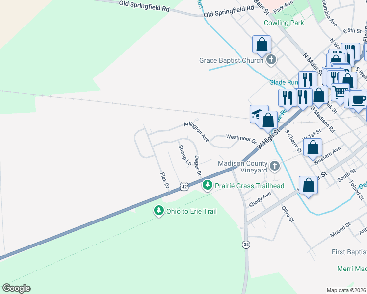 map of restaurants, bars, coffee shops, grocery stores, and more near 26 Stump Lane in London