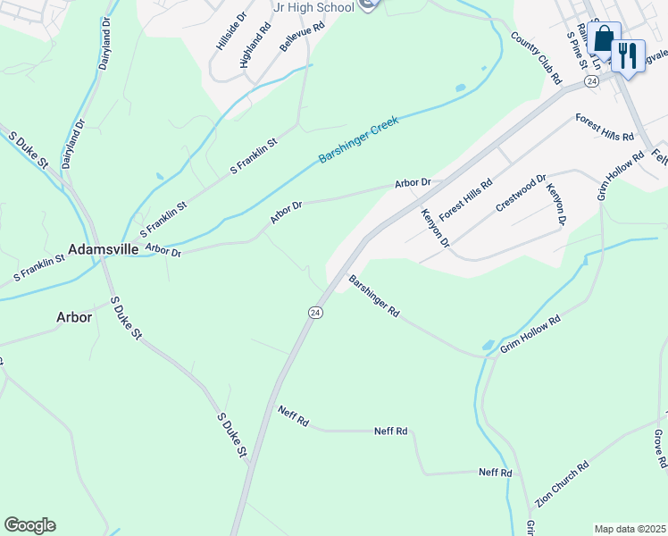 map of restaurants, bars, coffee shops, grocery stores, and more near 335 Winterstown Road in Red Lion