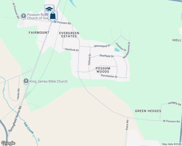 map of restaurants, bars, coffee shops, grocery stores, and more near 2946 Oxford Drive in Springfield