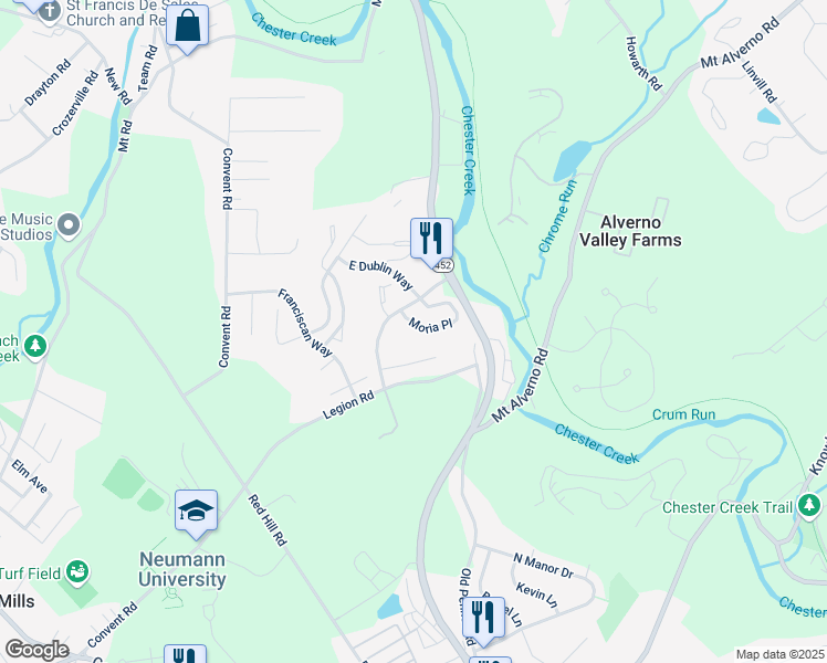 map of restaurants, bars, coffee shops, grocery stores, and more near 247 Moria Place in Aston