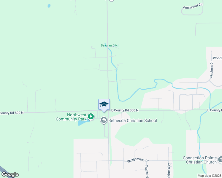 map of restaurants, bars, coffee shops, grocery stores, and more near 8113 North County Road 650 East in Brownsburg