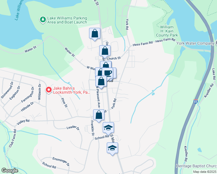 map of restaurants, bars, coffee shops, grocery stores, and more near 31 North Main Street in Jacobus