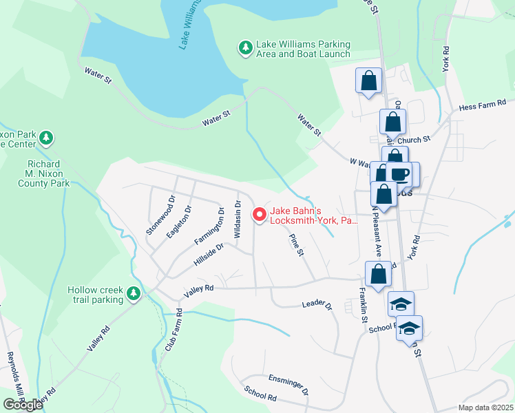 map of restaurants, bars, coffee shops, grocery stores, and more near 29 Woodland Drive in Jacobus