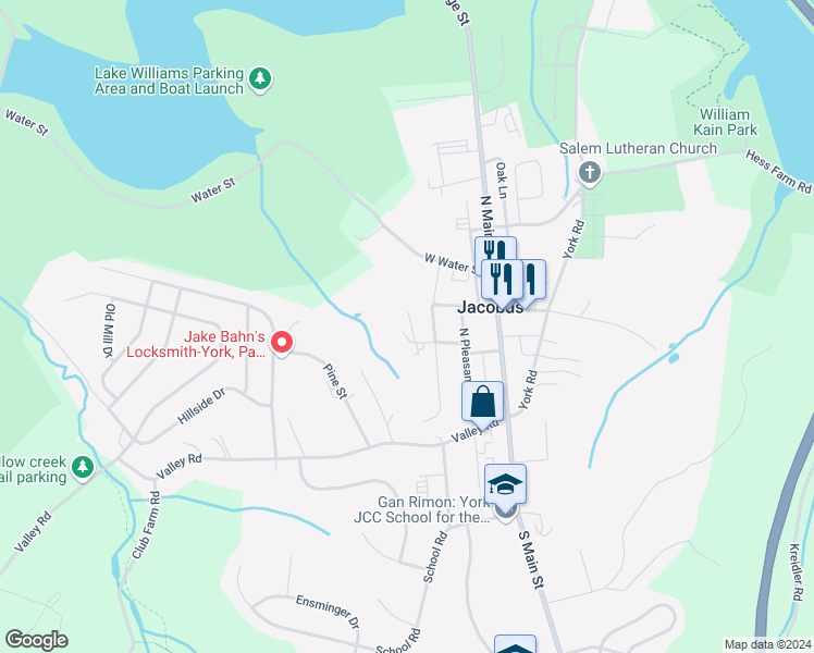 map of restaurants, bars, coffee shops, grocery stores, and more near 12 Circle Drive in Jacobus