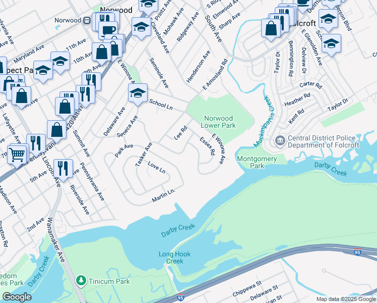 map of restaurants, bars, coffee shops, grocery stores, and more near 510 Devon Road in Norwood